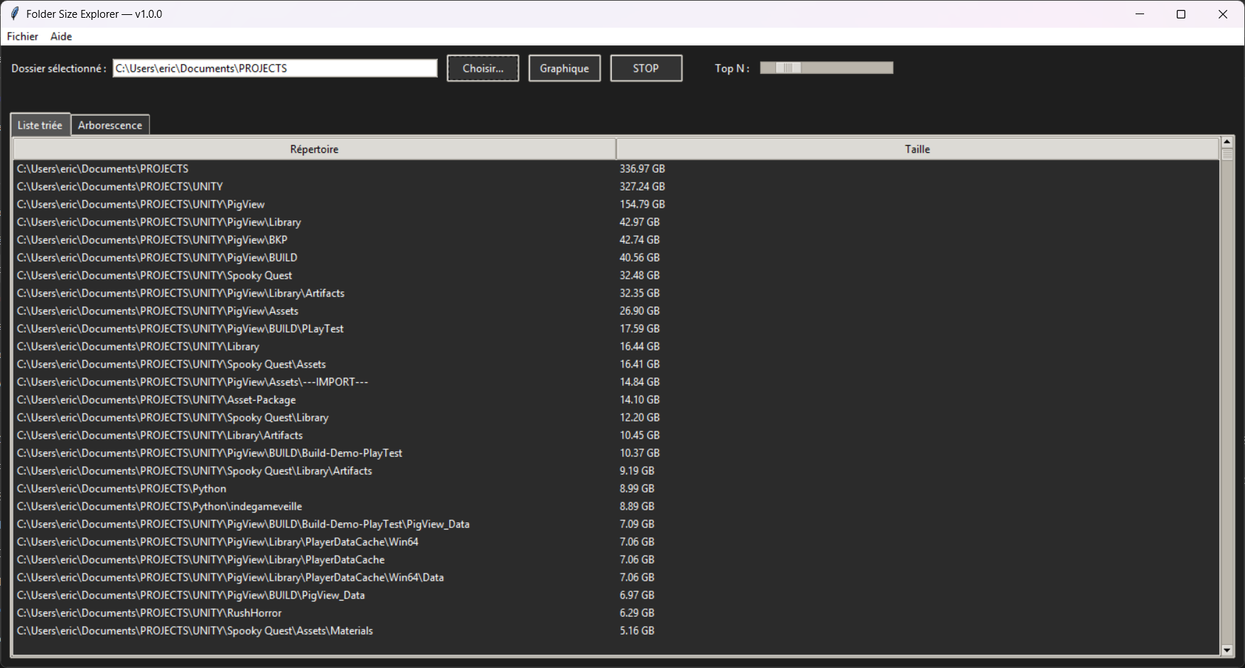FS‑Explorer — Liste triée
